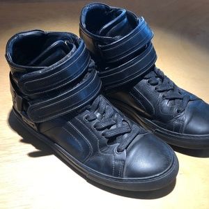 Pierre Hardy Black Leather Strap High-Top Sneakers